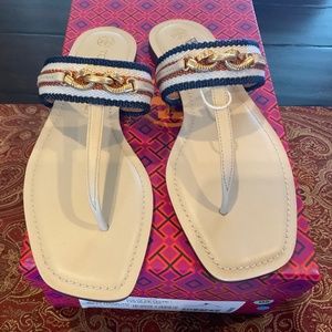 Tory Burch Jessa Leather Thong Sandal Dulce De Leche/Tan,size8.5,BNIB,MSRP$258